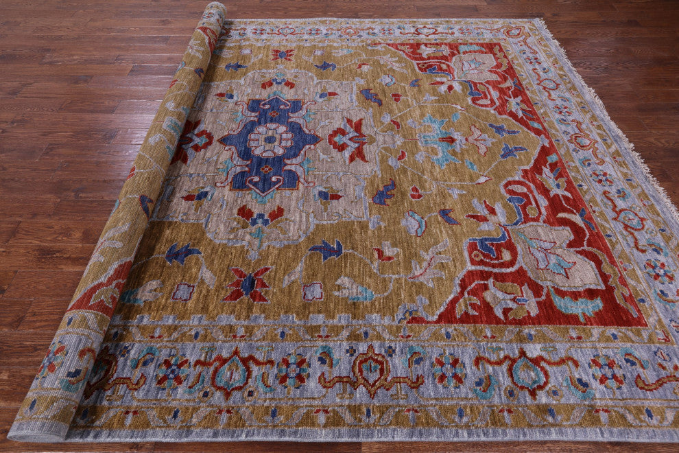 Persian Heriz Serapi Hand Knotted Wool Rug 9' 1" X 11' 11" - Q13052