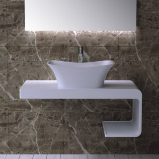 ADM Rectangular Wall Mounted Countertop, White, 39", Glossy White