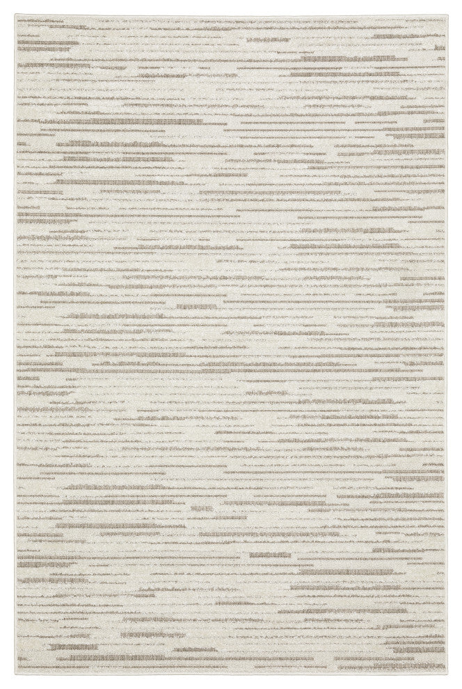 Temara Distressed Lines Ivory/ Brown Mixed Pile Area Rug 7'10" x 10'10"