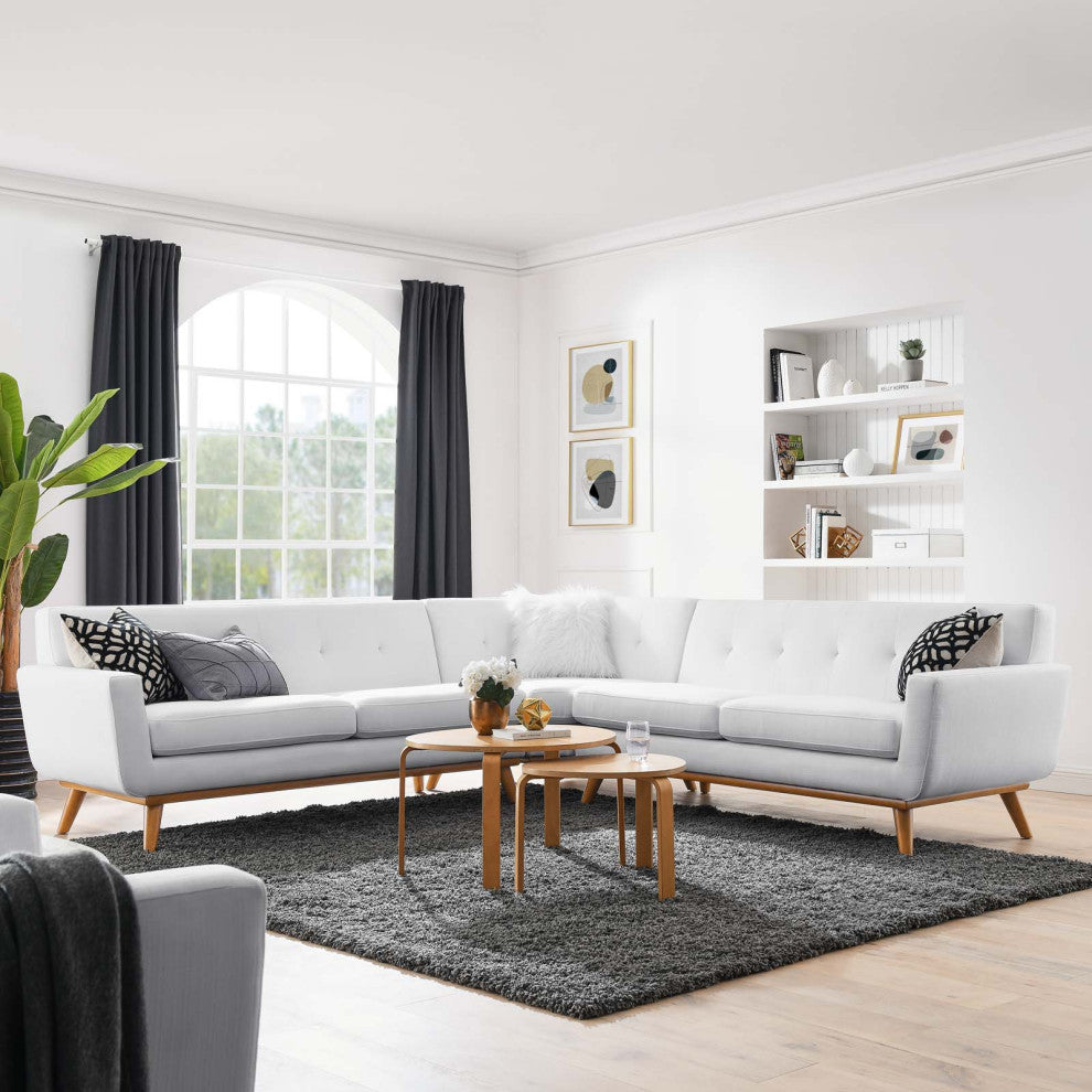 Sectional Sofa Set, Fabric, White, Modern, Living Lounge Hotel Lobby Hospitality
