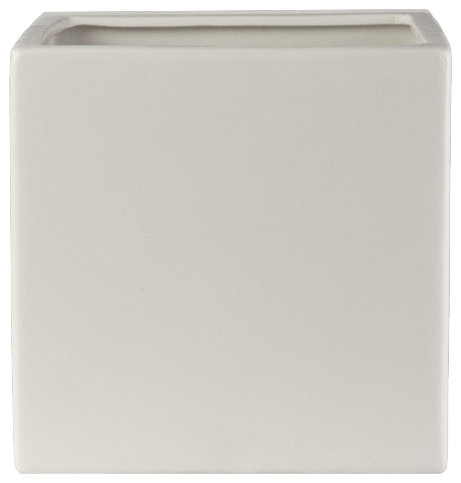 Square Ceramic Pot Matte White Finish, Xlarge