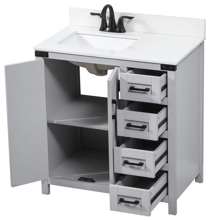 Home Living 19" Farmhouse Grey-Light Bathroom Vanity