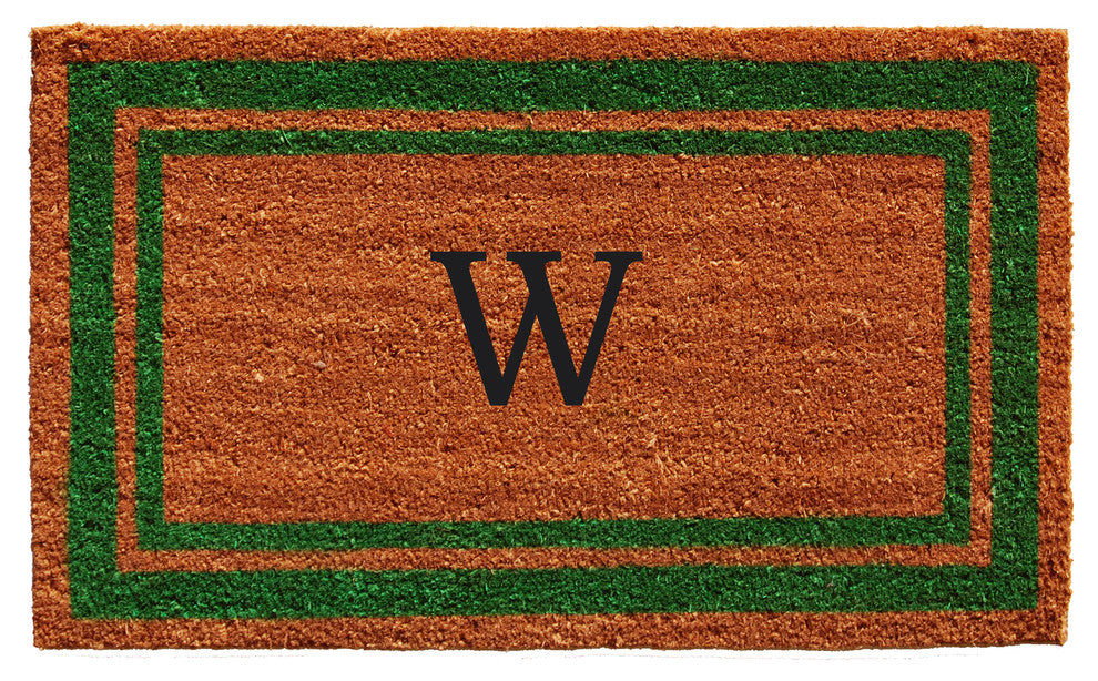 Green Border 24"x36" Monogram Doormat, Letter W