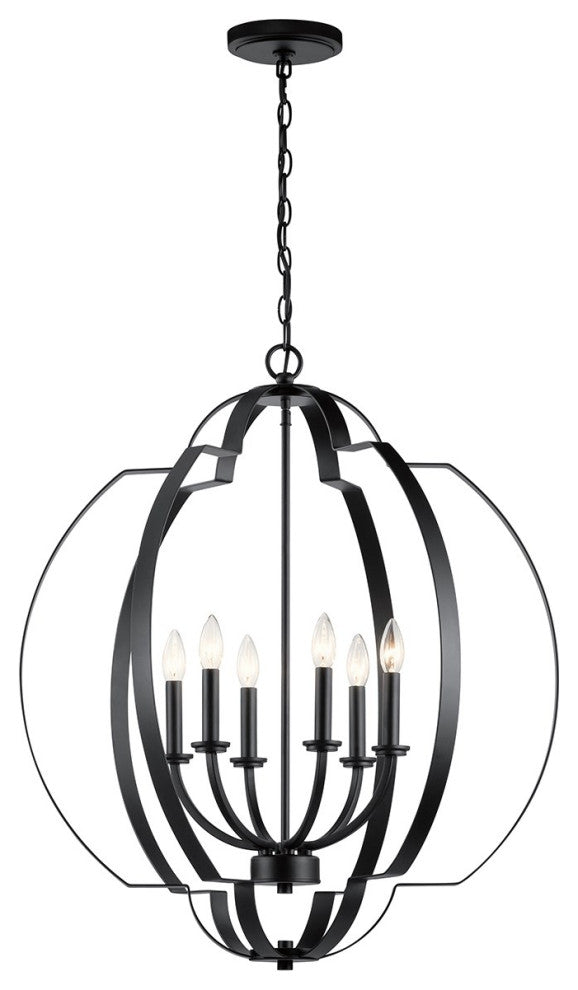 Kichler Voleta 6 Light Foyer Chandelier in Black