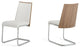 Set of 2 Modern White Faux Leather and Walnut Finish Dining Chairs