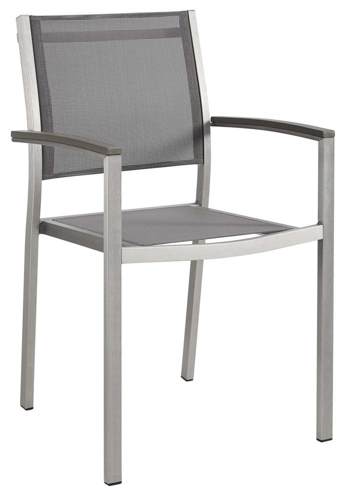 Shore Outdoor Patio Aluminum Dining Chair - Silver Gray
