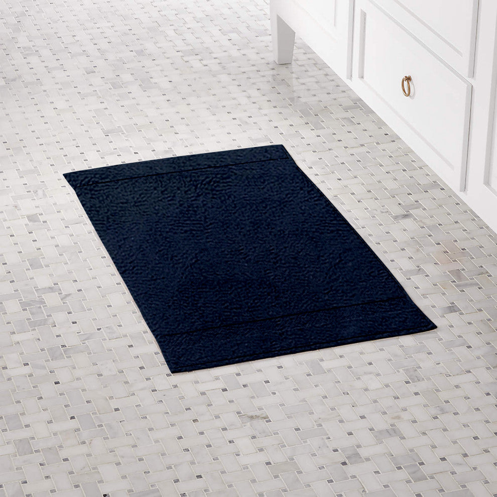 Organic Cotton Feather Touch Quick Dry Bath Mat, 20"x33", Insignia Blue
