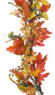 9' Artificial Garland with Lights, Fall Harvest Leaf