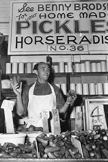 Benny Brodsky at His Pushcart Stand - Canvas Poster 20" x 30"