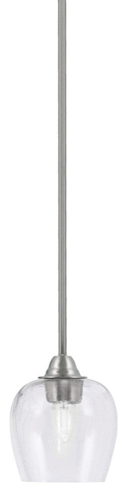 Paramount 1-Light Mini Pendant, Brushed Nickel, 6" Clear Bubble Glass