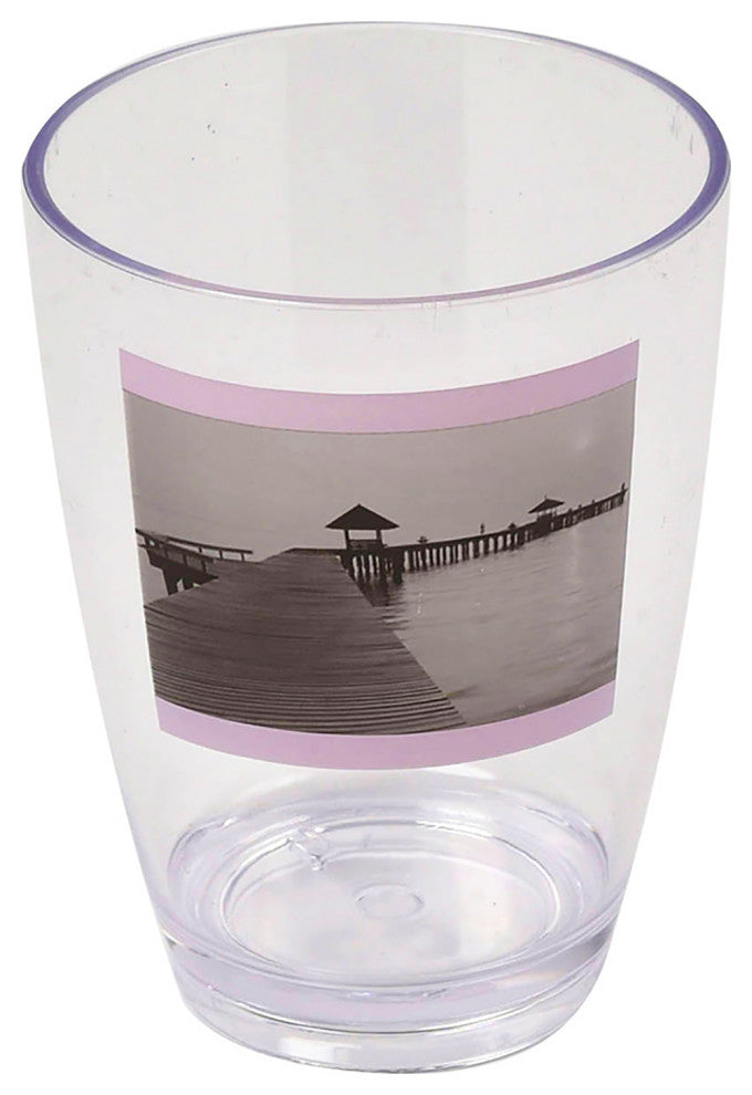 Seaside Clear Countertop Plastic Bath Tumbler Cup Holder Makeup Holder or Toothb