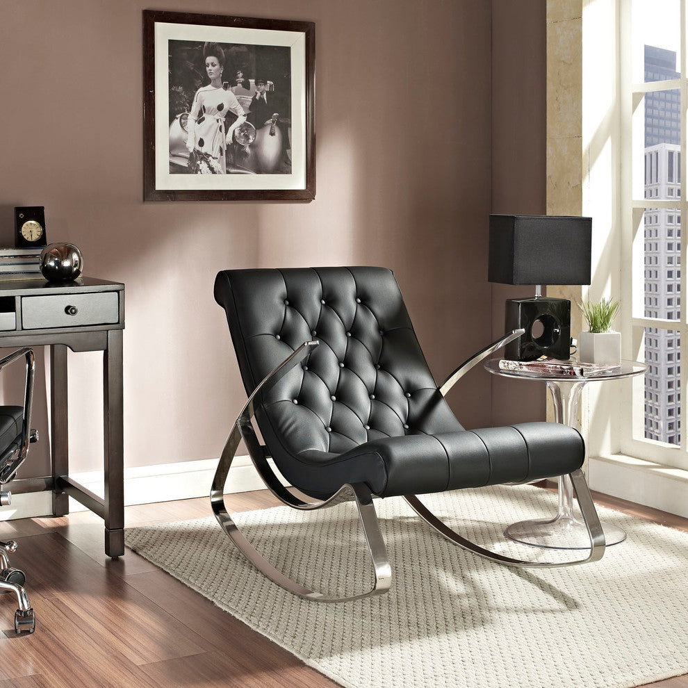 Modern Contemporary Living Room Rocking Chair Black