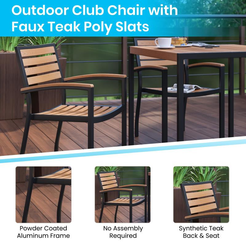 Lark 3 Piece Patio Dining Set-30" Square Table & 2 Stacking Club Chairs
