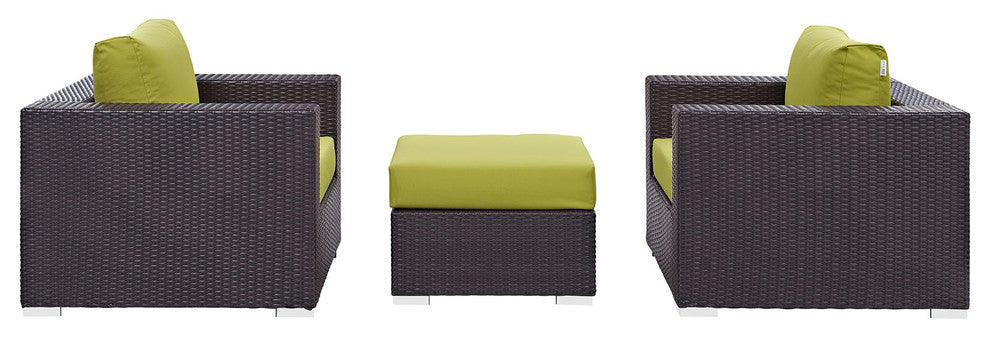 Espresso Peridot Convene 3-Piece Outdoor Patio Sofa Set