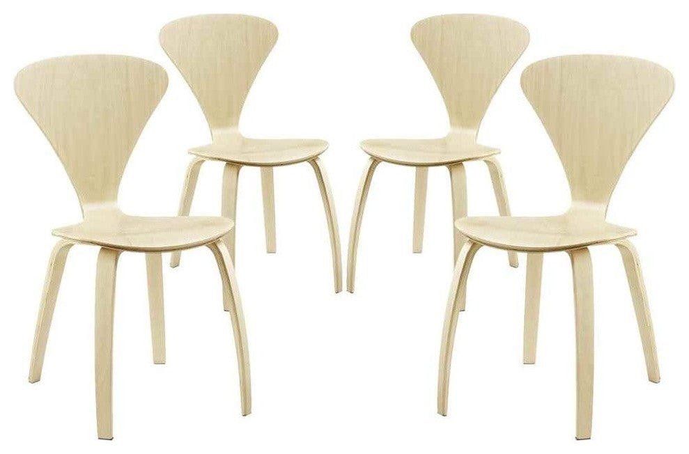 Modern Contemporary Dining Chairs Set of 4, Natural, Wood