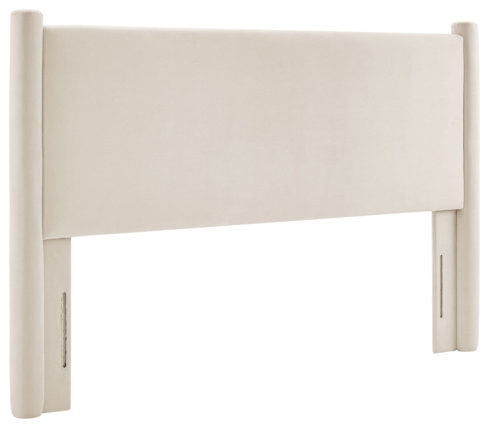 Rael Performance Velvet King Headboard, Alabaster