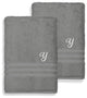 Denzi Bath Sheets With Monogrammed Letter, Set of 2, Y