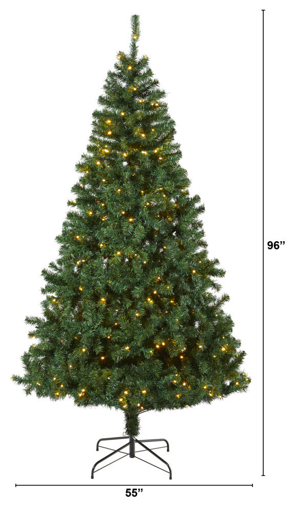 8' Northern Tip Artificial Christmas Tree With 450 Clear LED Lights