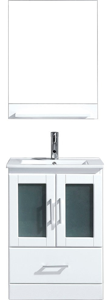 Zola 24" Single Bathroom Vanity Set, White, White Ceramic Countertop
