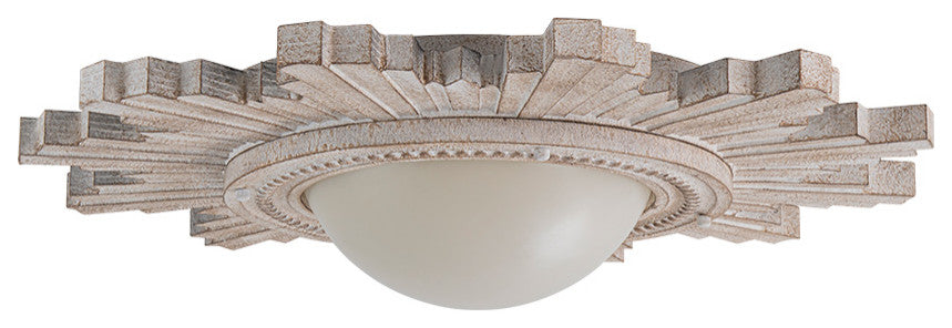 Vintage 2-Light Resin Shade Sunburst Flush Mount, White