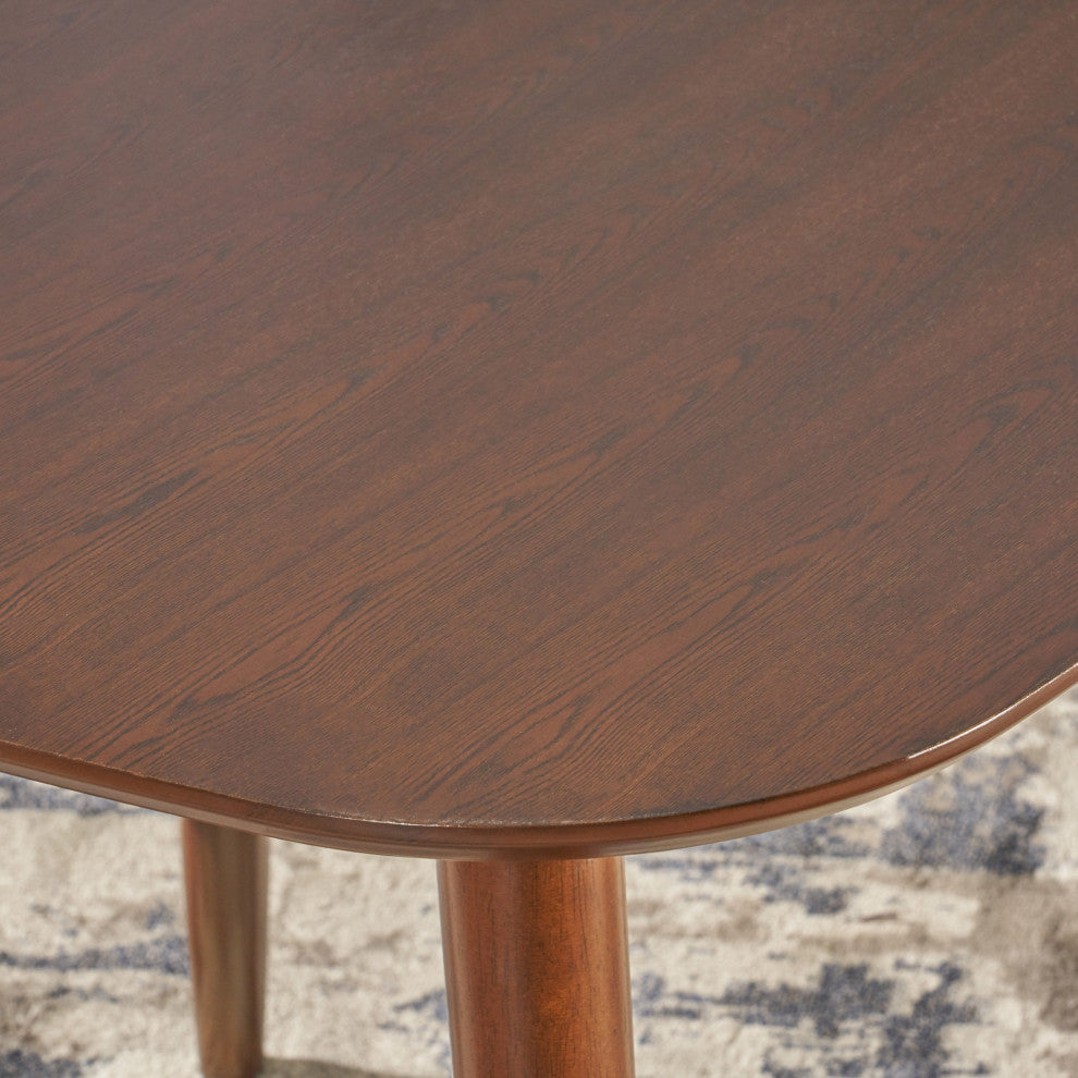 GDF Studio Bass Mid Century Modern Square Faux Wood Dining Table, Walnut