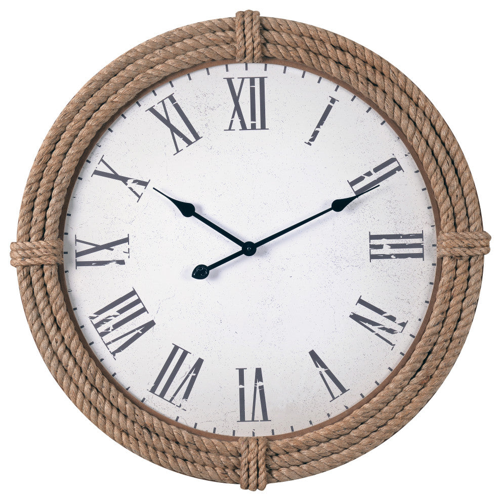 Kenroy 65075RP Wall Clock, Rudy Collection, Natural Rope Finish