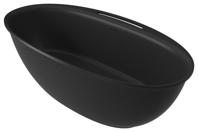 63in Solid Surface Freestanding Bathtub in Matte White, Matte Black