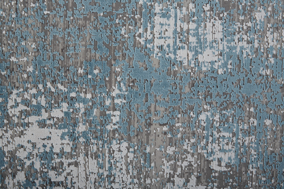 Weave & Wander Lindstra Rug, Blue/Silver Gray, 3ft-1in x 5ft Rug