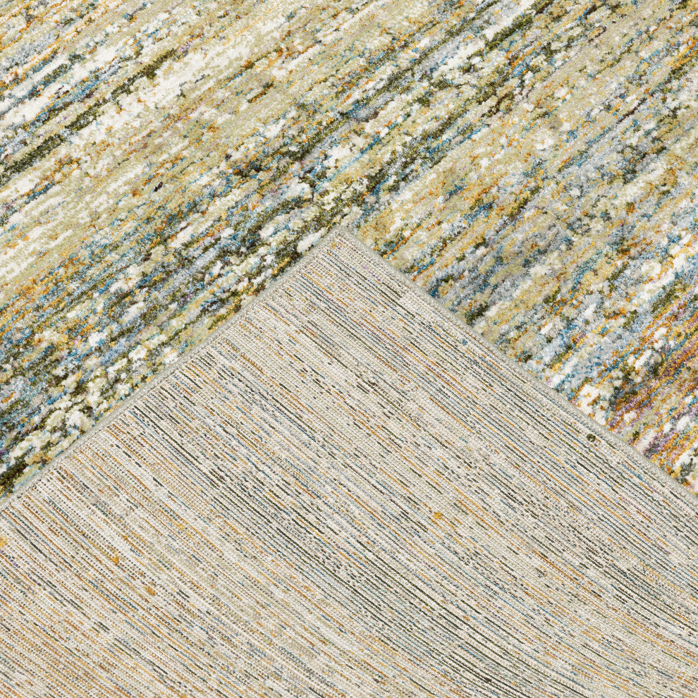 Aegina Soft Stripes Gold/Green Area Rug, 7'10"x10'10"