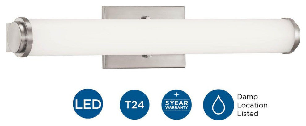 Phase 1.1 LED Collection 24" Brushed Nickel White Shade Modern Bath Vanity Light