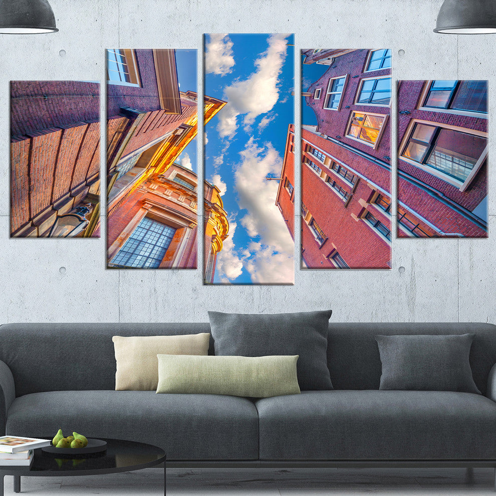 Authentic Dutch Architecture, Purple, Canvas Print, 60"x32", 5 Panels