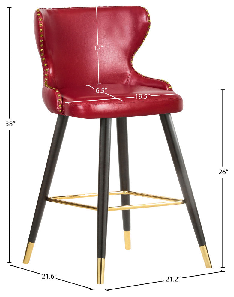 Hendrix Faux Leather Upholstered Bar Stool, Set of 2, Red