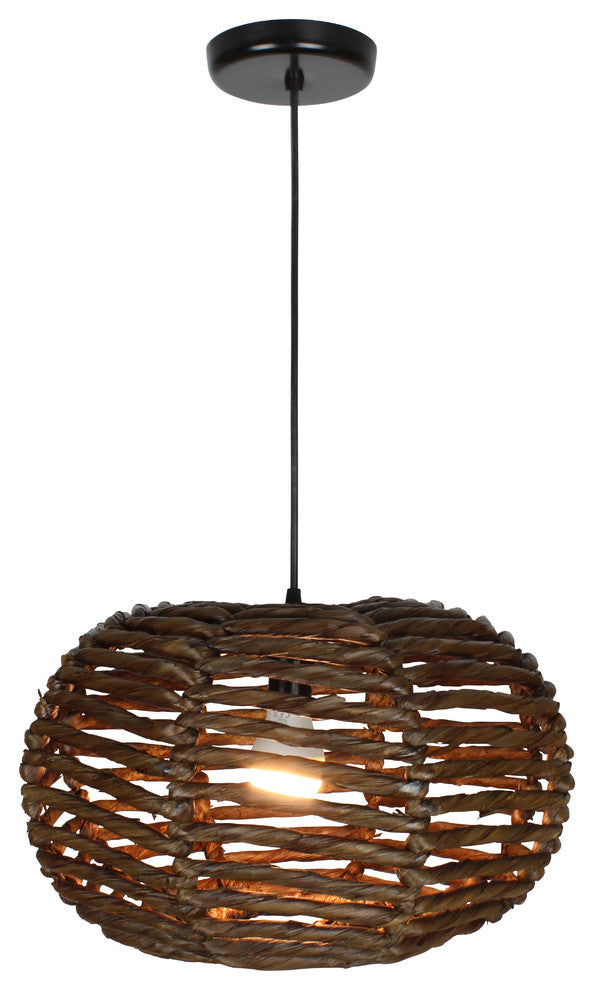 Tropical Maria Tule 1-Light Dark Brown Globe Pendant 16"x10"