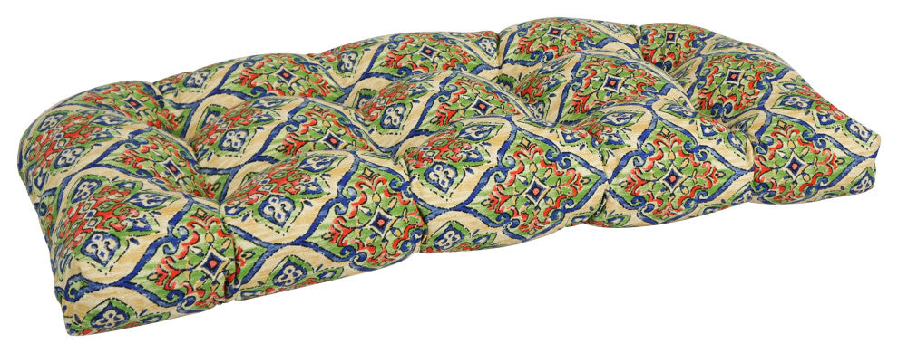 42"X19" U-Shaped Patterned Tufted Settee/Bench Cushion, Splendor Festive