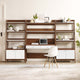 Bixby 3-Piece Wood Office Desk and Bookshelf, Walnut White