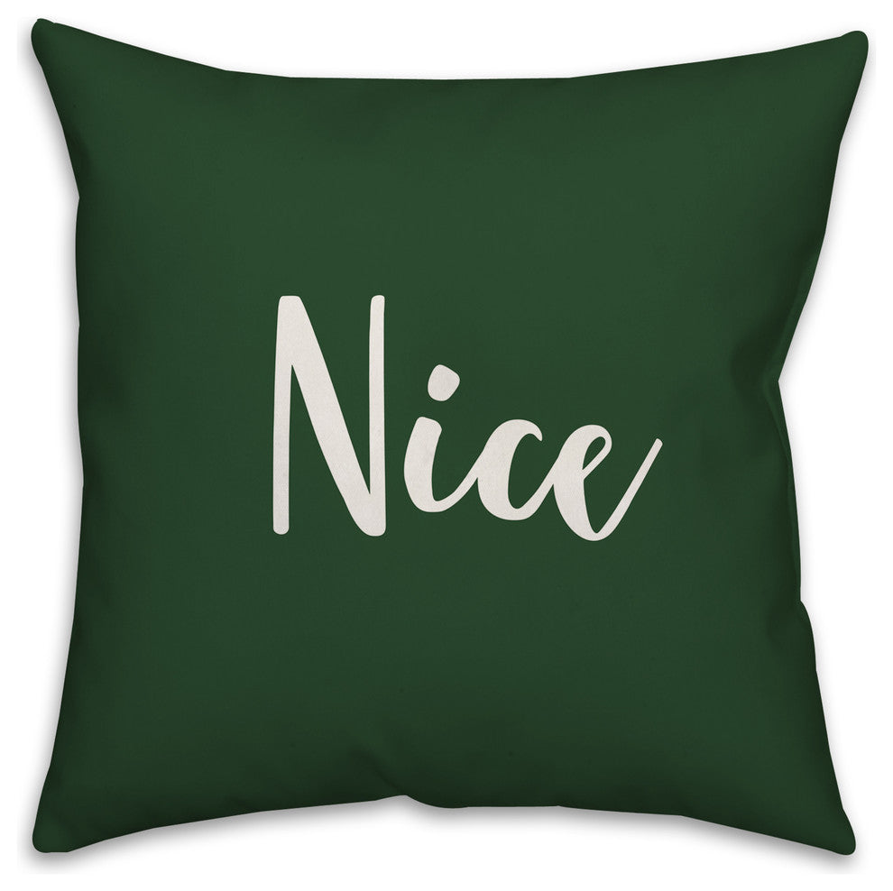 #Nice, Dark Green 18x18 Throw Pillow Cover