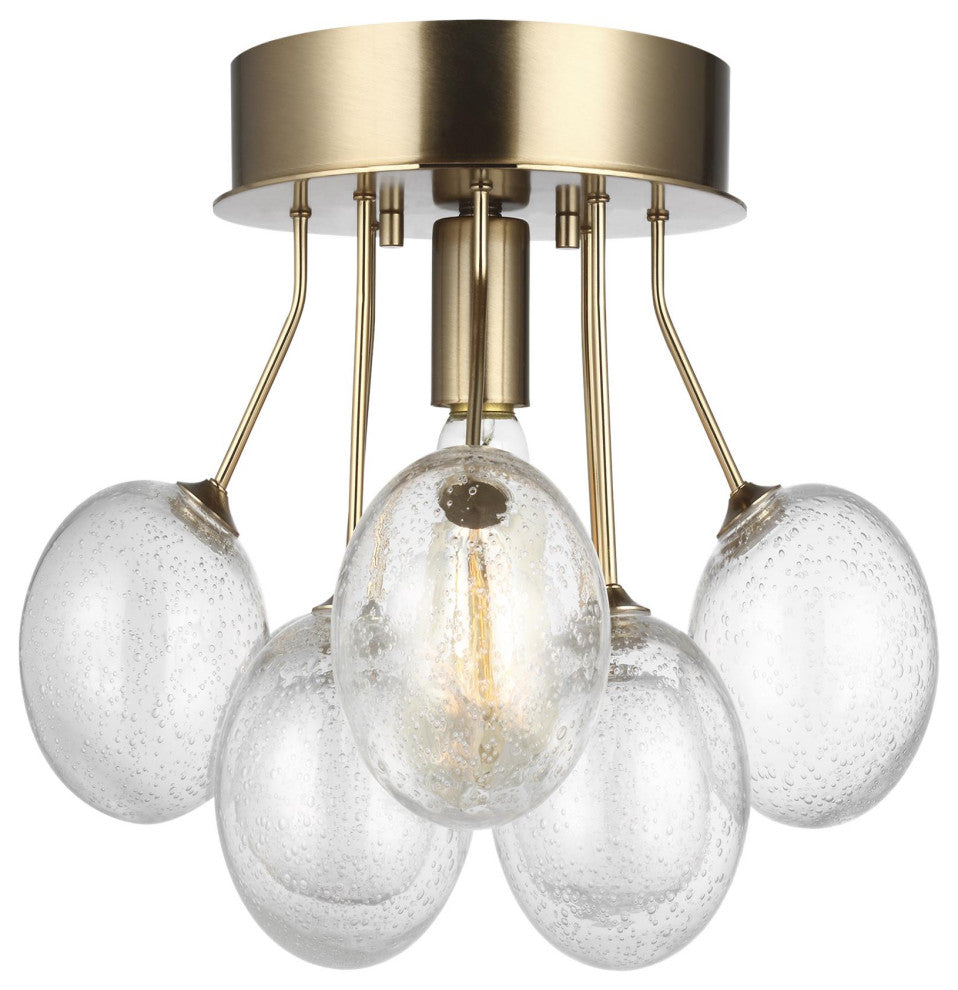 Bronzeville 1-Light Semi-Flush Mount, Satin Brass
