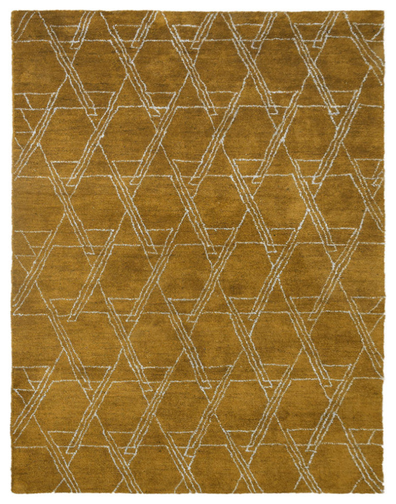 HAND KNOTTED LOOM SILK ECO-FRIENDLY RUGS-5'x8',Rectangle,Gold Beige,Contemporary
