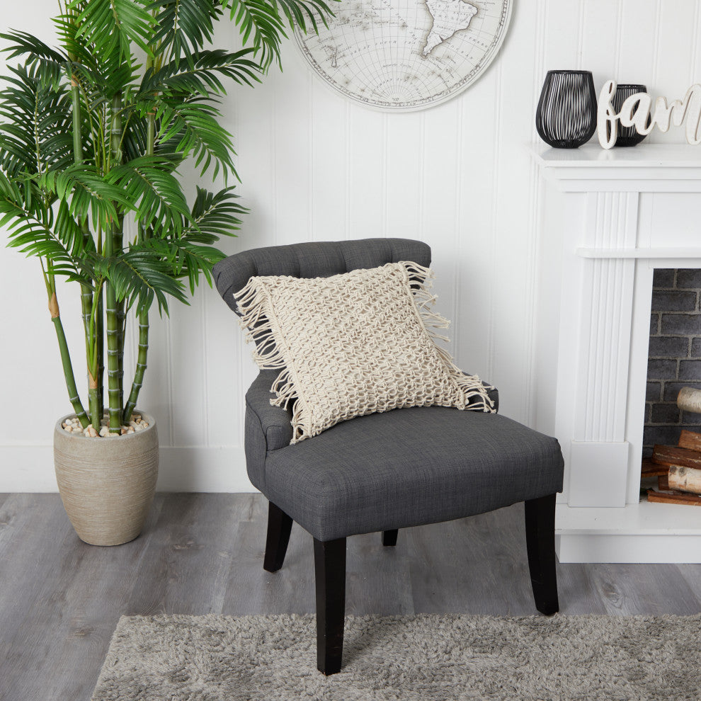 18" Boho Fringed Woven Macrame Decorative Pillow Cover