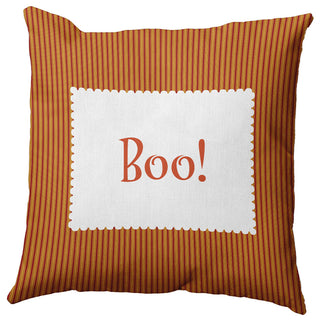 Halloween Boo Ticking Accent Pillow, Dark Red, 20"x20"