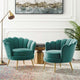 Armchair Accent Chair, Set of 2, Velvet, Metal, Teal Blue, Modern, Lounge