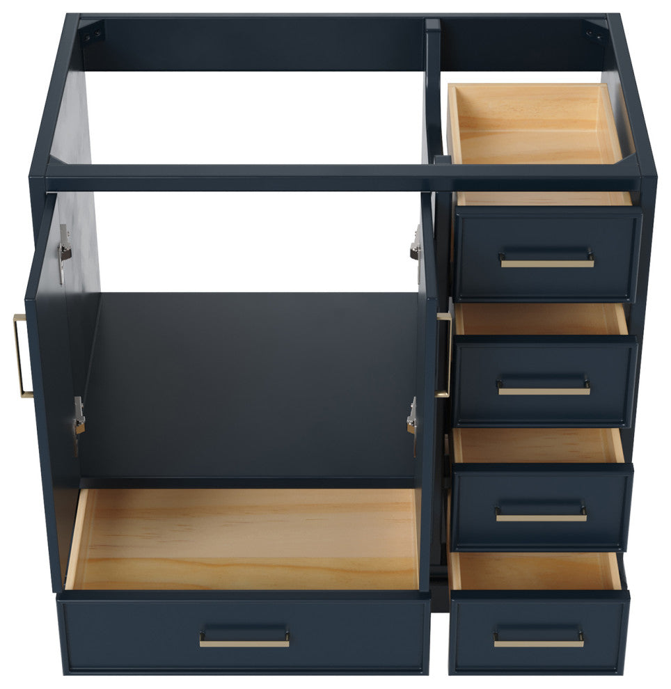 Ariel Stafford 36" Single Left Offset Sink Bathroom Vanity Base, Midnight Blue