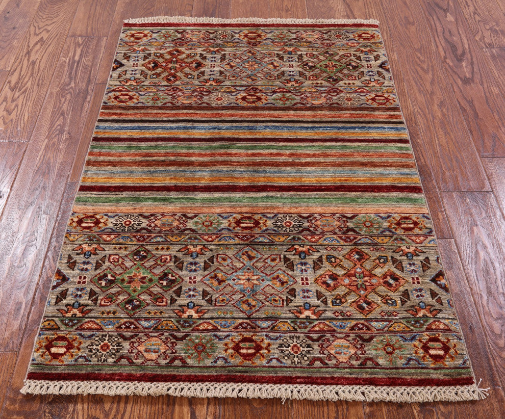 2' 8" X 4' 1" Handmade Khorjin Tribal Wool Rug Q8414