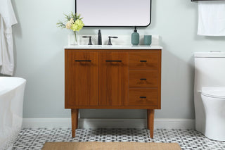 Home Living 22" Midcentury Modern Teak-Light Bathroom Vanity