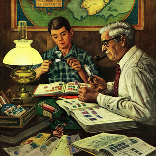 "Stamp Collecting" Painting Print on Canvas by Stevan Dohanos