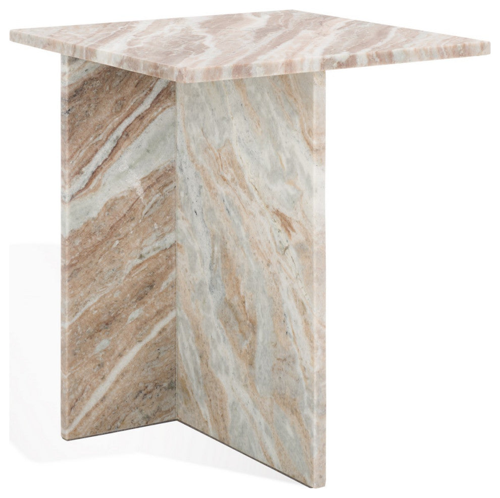 Safavieh Couture Adriano Marble Accent Table, White/Brown