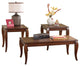 Wooden Table Set with Saber Leg Support, Set of Three, Brown