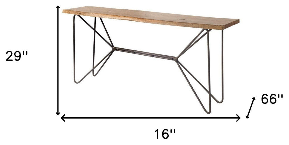 16" Brown Solid Wood 4 Legs Console Table