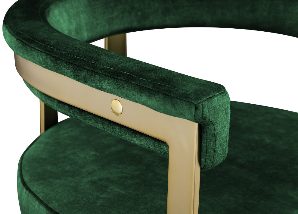 Marcello Upholstered Counter Stool, Green, Velvet, Brushed Brass