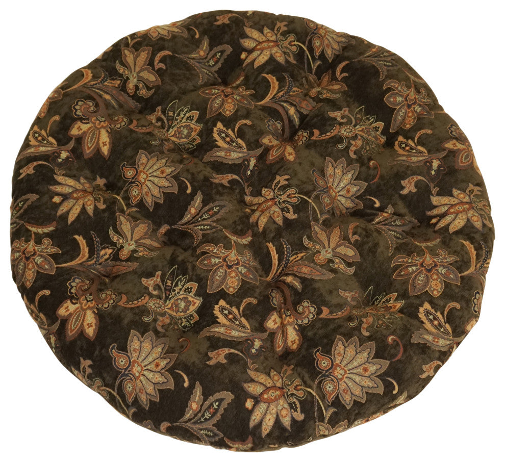 44" Jacquard Chenille Papasan Cushion, Fits 42" Papasan Frame, Brown Floral
